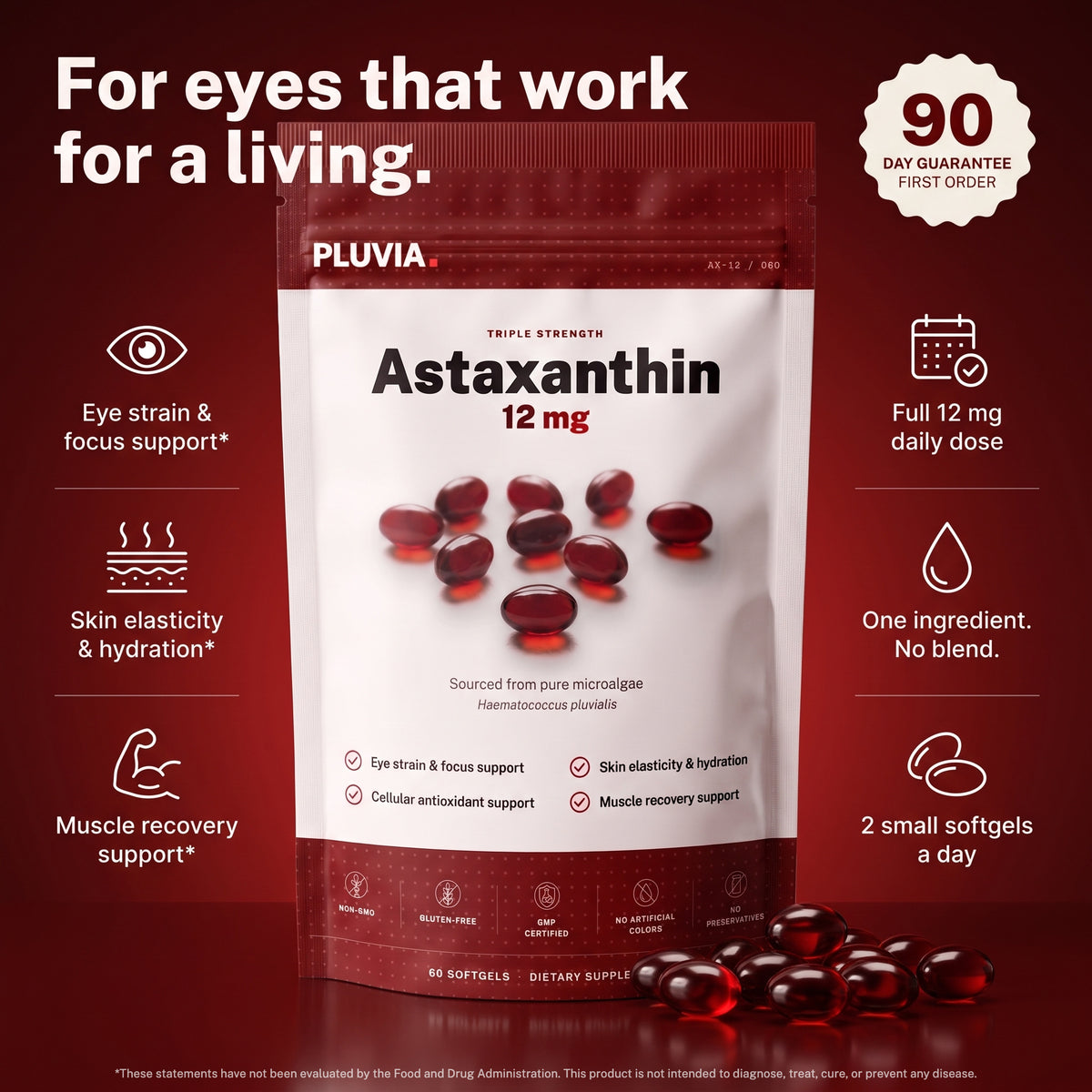 Pluvia Astaxanthin 12 mg Softgels